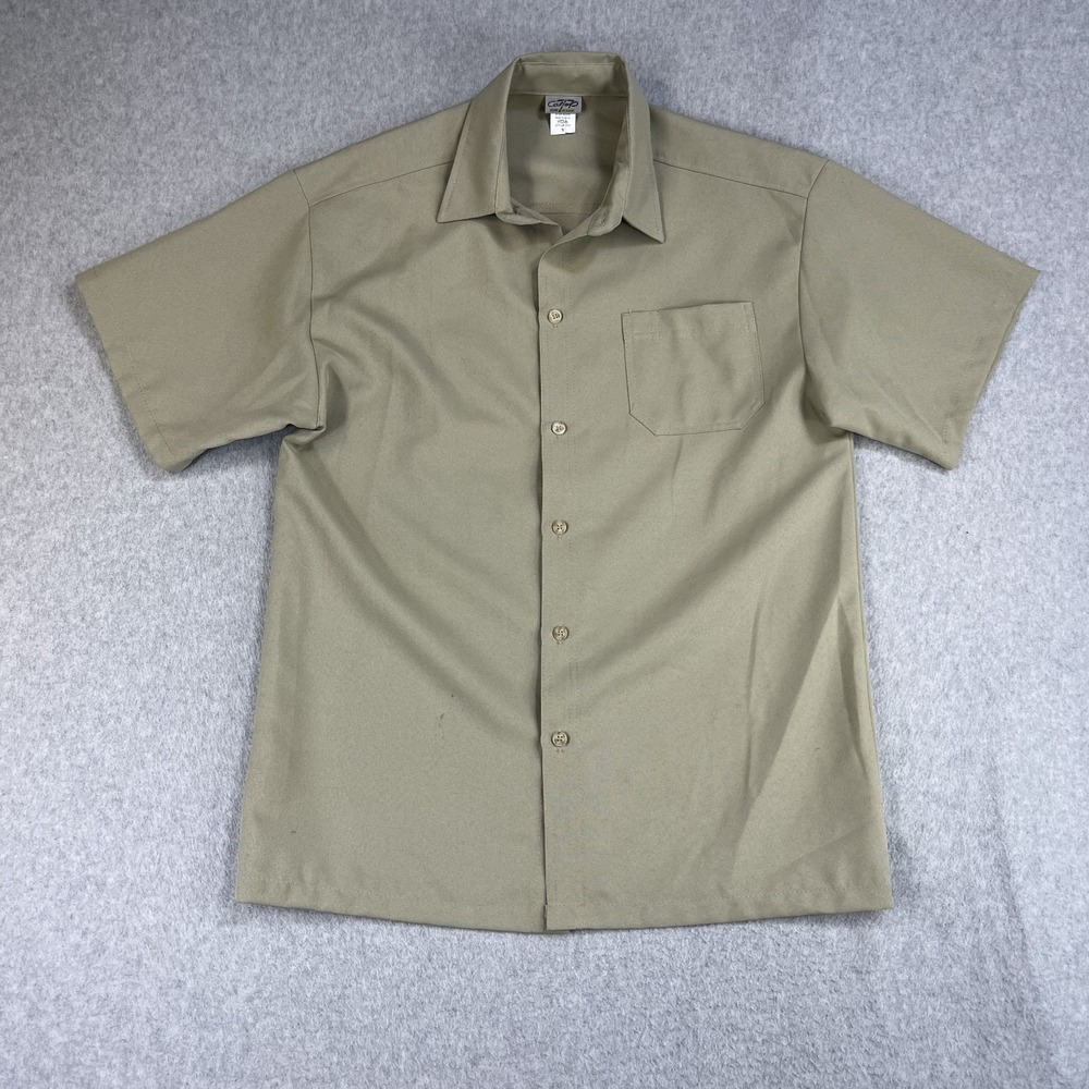 Vintage CalTop Mens Small Khaki Shirt Short Sleeve Button Up Style 1000 USA Made